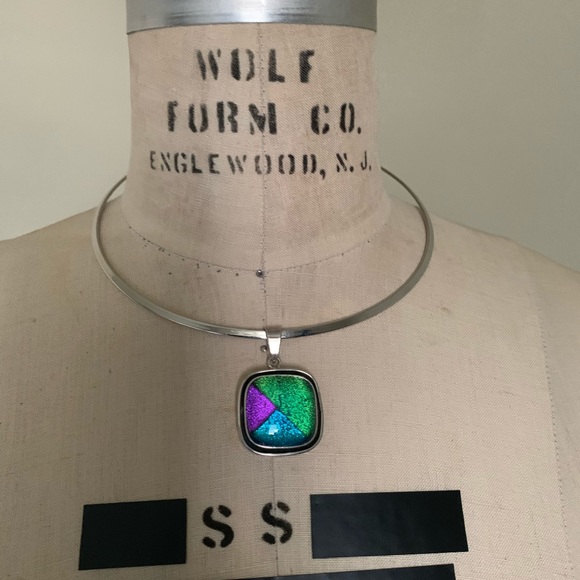 925 MEXICO STERLING S.CHOKER STONE PENDANT & EARRINGS - Picture 8 of 15